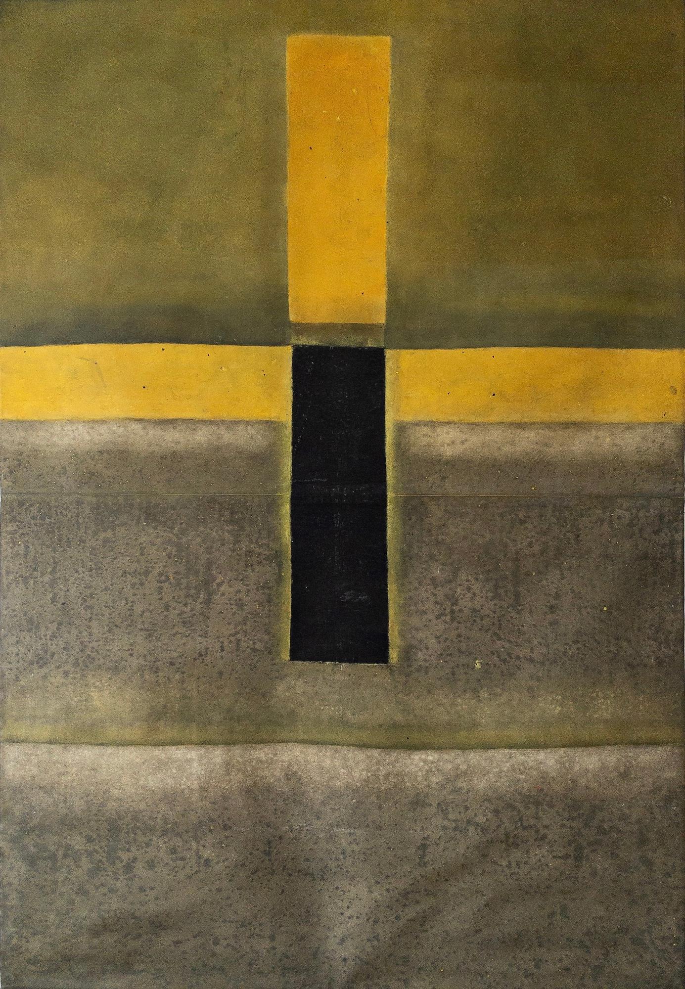 Ohne Titel LXIX von Ferle - Großes abstraktes Gemälde, leuchtende Töne, spirituell, grün