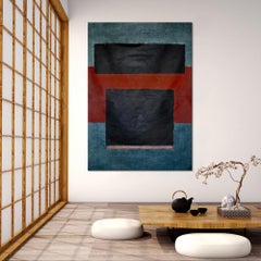 Untitled LXV by Ferle - Large abstract painting, red and dark tones