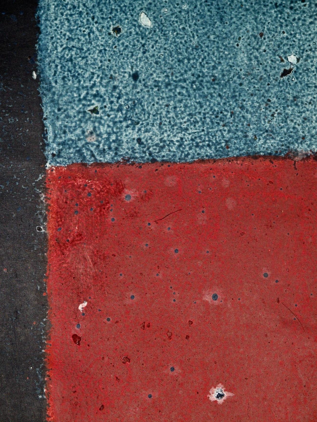 Ohne Titel LXV von Ferle - Großes abstraktes Gemälde, rot und dunkle Töne (Schwarz), Abstract Painting, von Elvire Ferle
