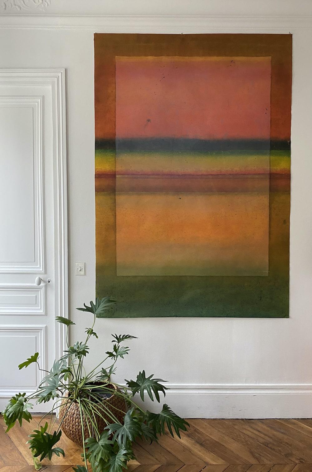 Untitled LXVI by Ferle - Grande peinture abstraite, rouge et orange, colorée - Painting de Elvire Ferle