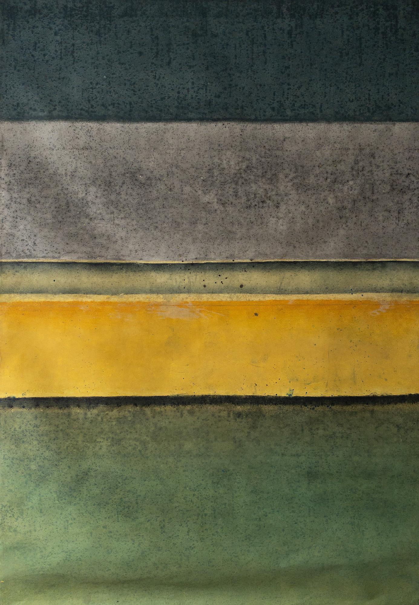 Elvire Ferle Abstract Painting – Ohne Titel LXX von Ferle - Großes abstraktes Gemälde, leuchtende Töne, spirituell, grün