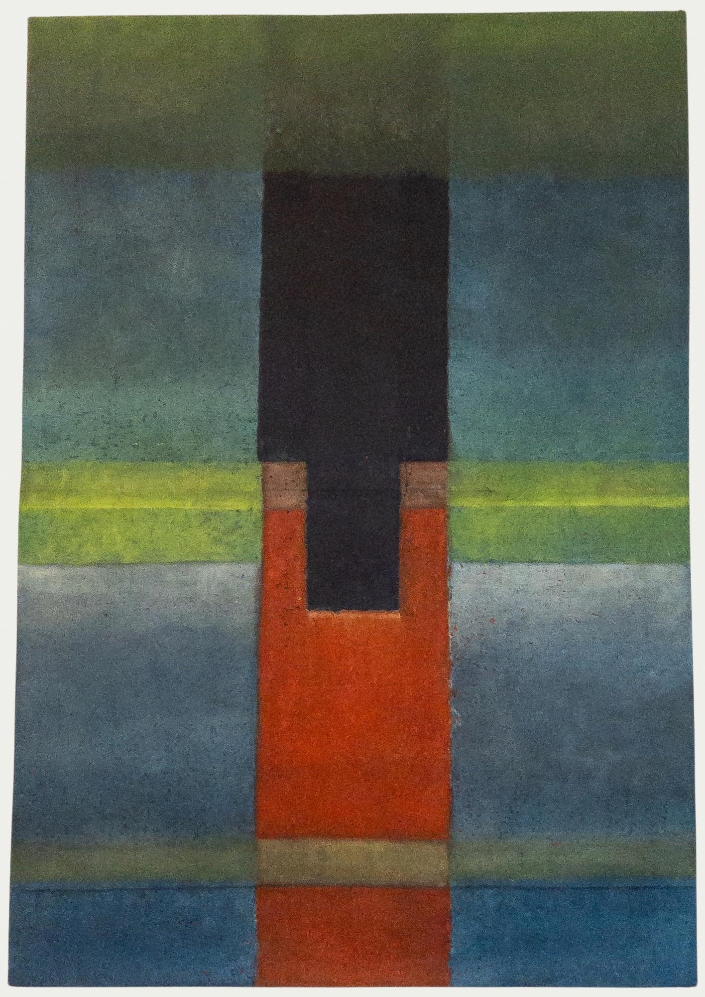 Untitled LXXI by Ferle - Large abstract painting, vivid tones, spiritual, lines - Black Abstract Painting by Elvire Ferle