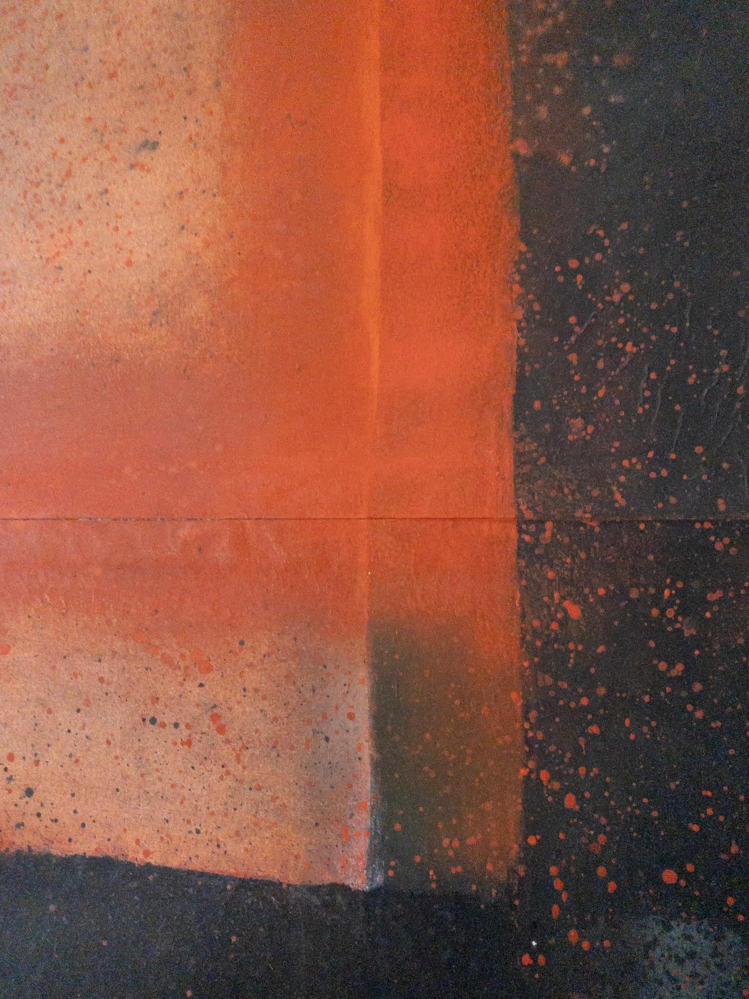 Sin título LXXIII by Ferle - Cuadro abstracto grande, tonos vivos, espiritual, rojo - Abstract Painting Negro de Elvire Ferle