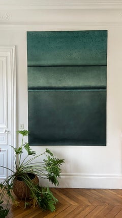 Untitled LXXXVI by Ferle - Grande (78.7" High) peinture abstraite, bleu vert