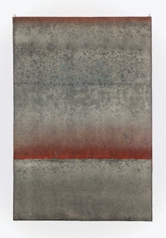 Untitled VI by Ferle - Abstract painting, lines, red and grey tones, spiritual