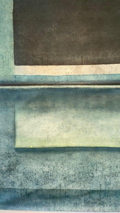 Untitled XCI by Ferle - Large (78.7" High) abstract painting, blue green & black