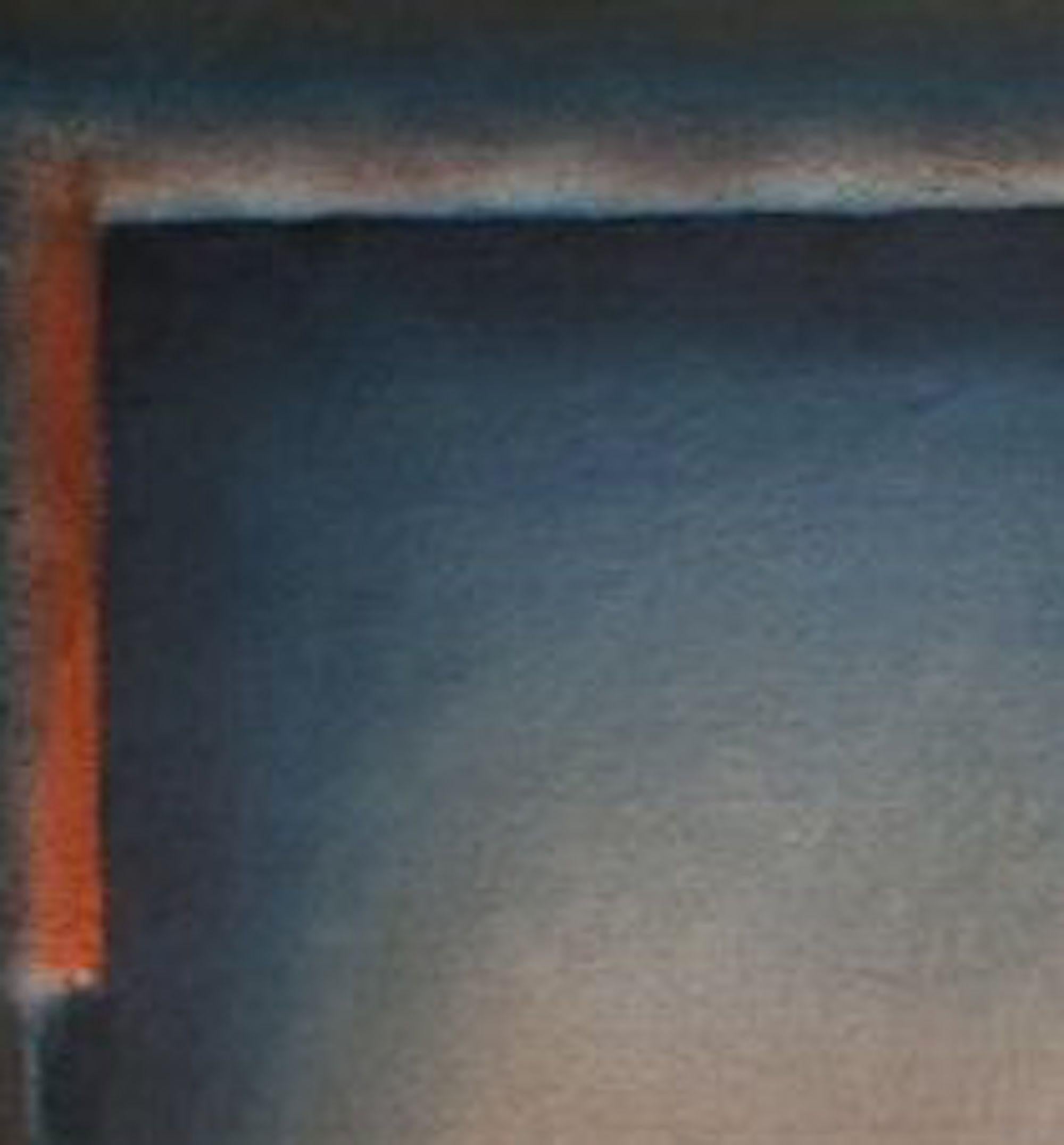 Untitled XII by Ferle - Abstract painting, lines, red and blue tones, spiritual - Brown Abstract Painting by Elvire Ferle