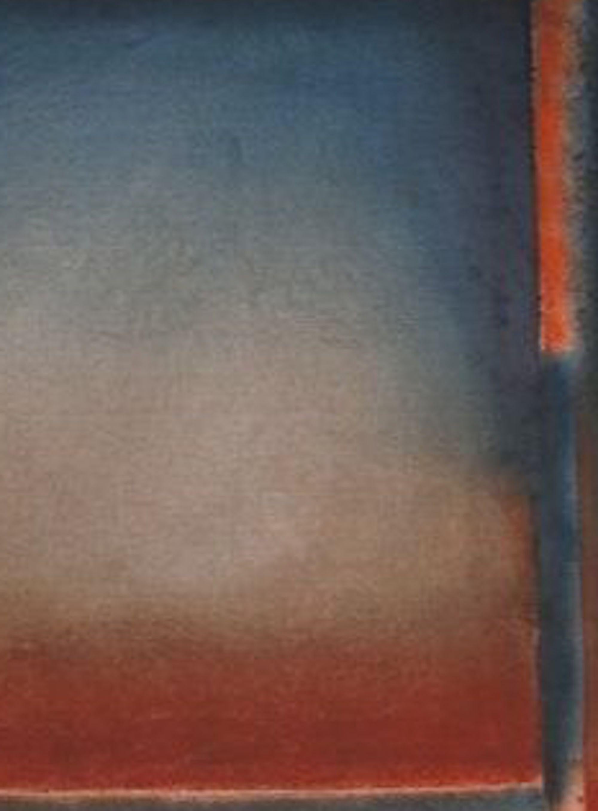 Untitled XII di Ferle - Pittura astratta, linee, toni rossi e blu, spirituale - Abstract Painting Marrone di Elvire Ferle