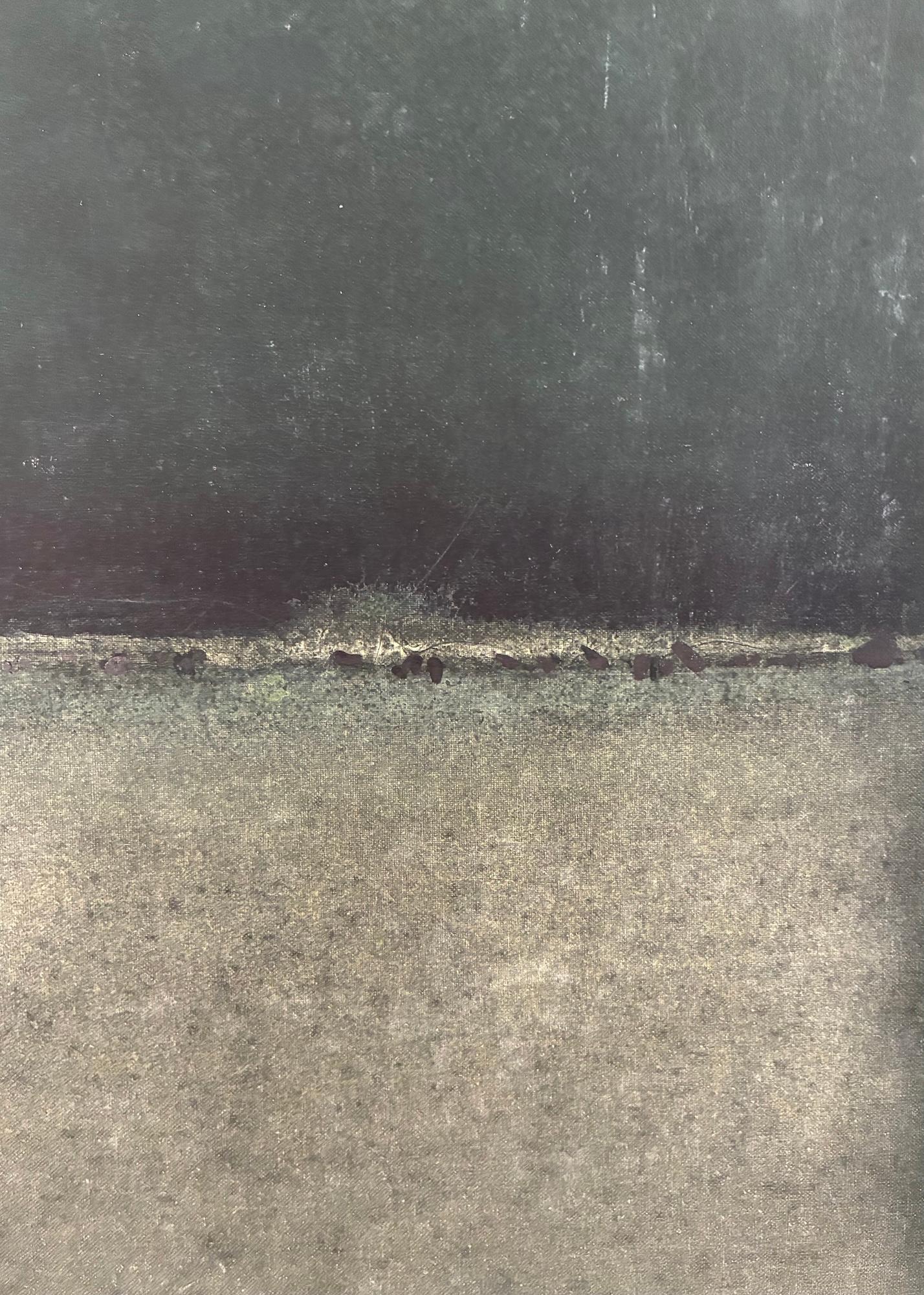 Untitled XIX (Abstract, medium size) by Ferle - Abstract painting, lines, green For Sale 2