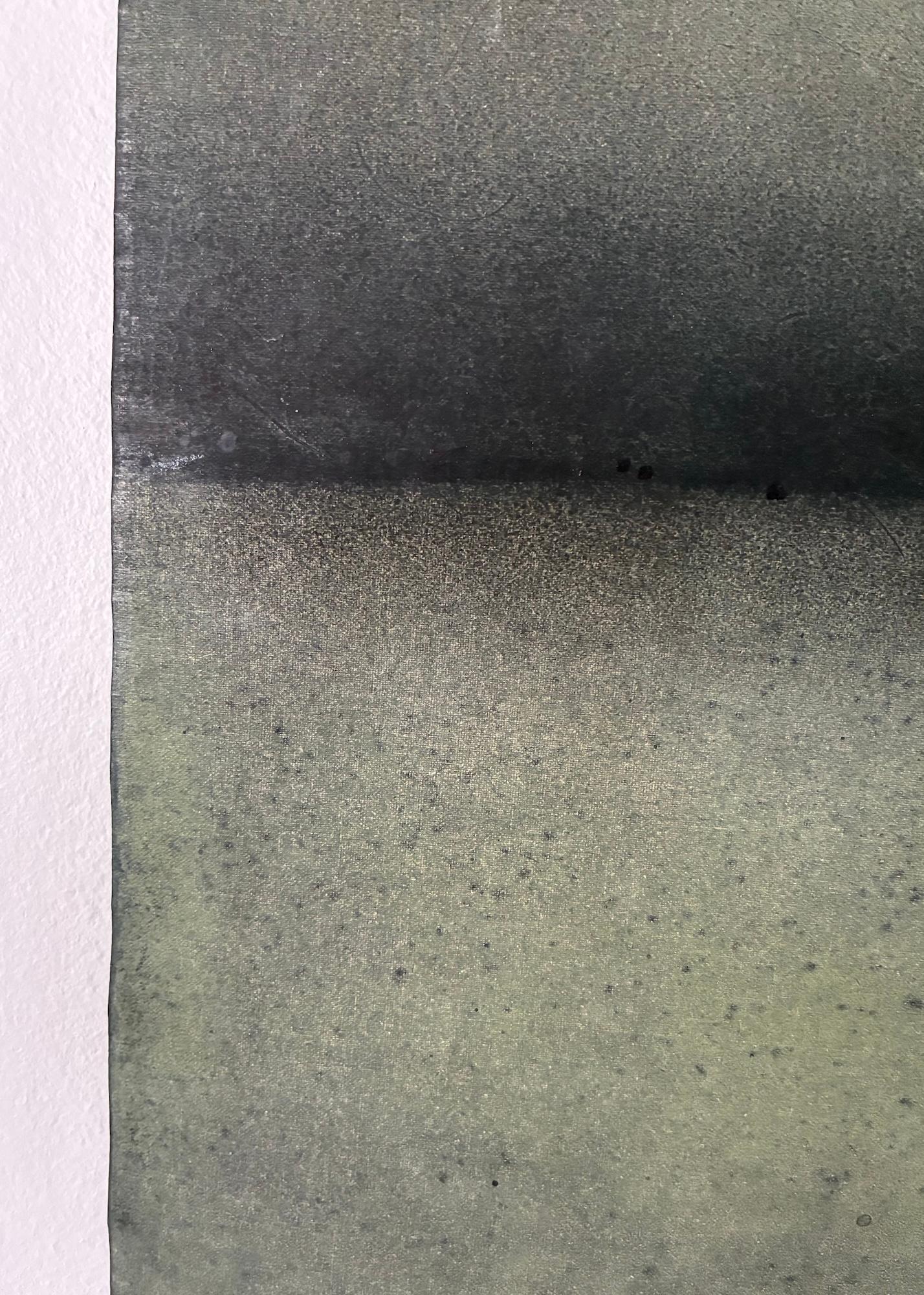 Untitled XIX (Abstract, medium size) by Ferle - Abstract painting, lines, green For Sale 3