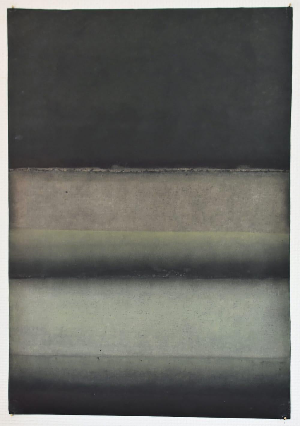 Elvire Ferle Abstract Painting - Untitled XIX (Abstract, medium size) by Ferle - Abstract painting, lines, green