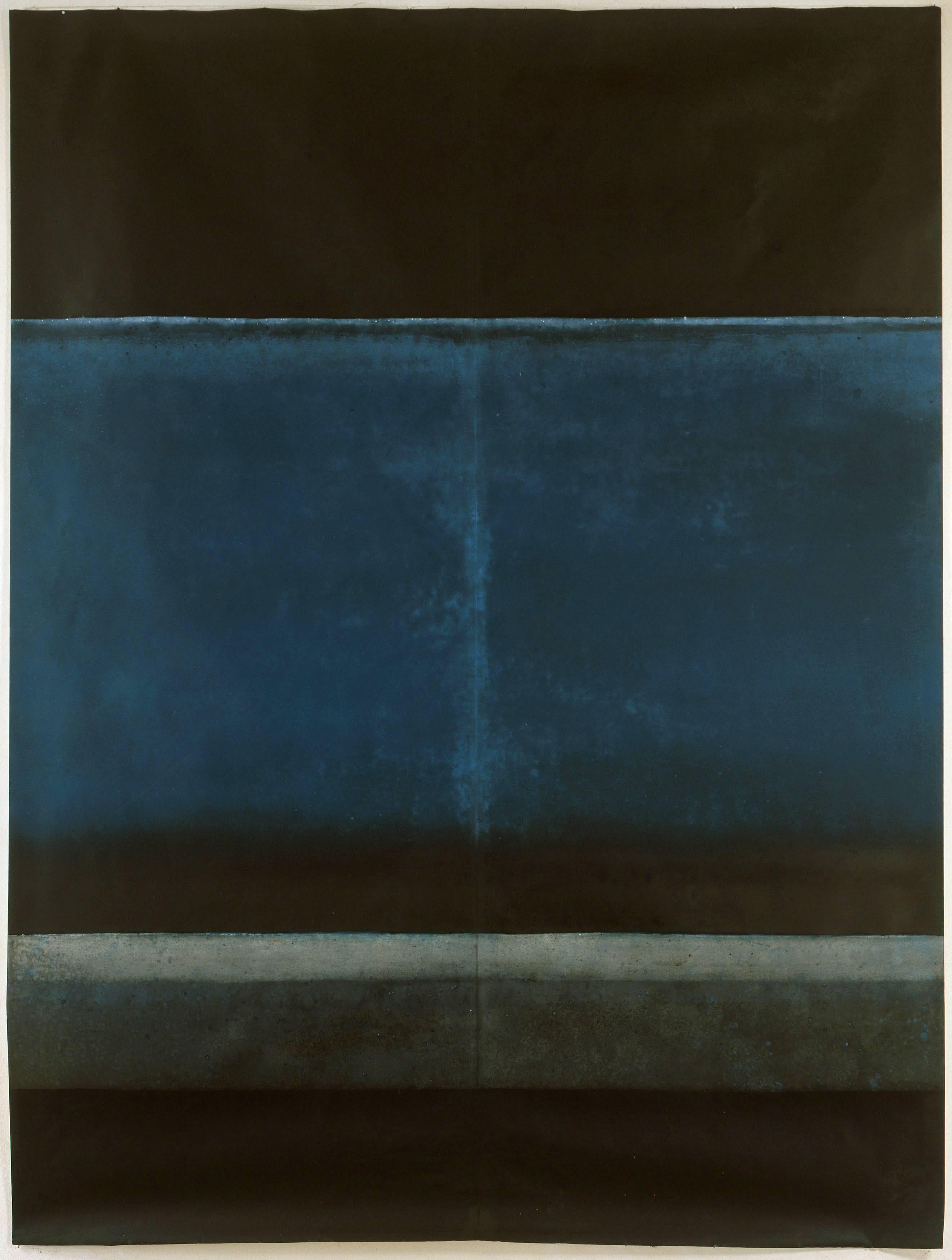Elvire Ferle Abstract Painting – Untitled XL von Ferle - Großes abstraktes Gemälde, blau und schwarz, dunkle Töne