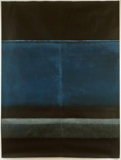 Untitled XL by Ferle - Large abstract painting, blue and black, dark tones