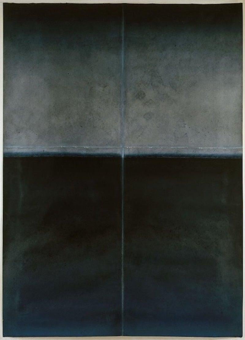 Elvire Ferle Abstract Painting – Untitled XLII von Ferle - Großes abstraktes Gemälde, Grau und Schwarz, dunkle Töne