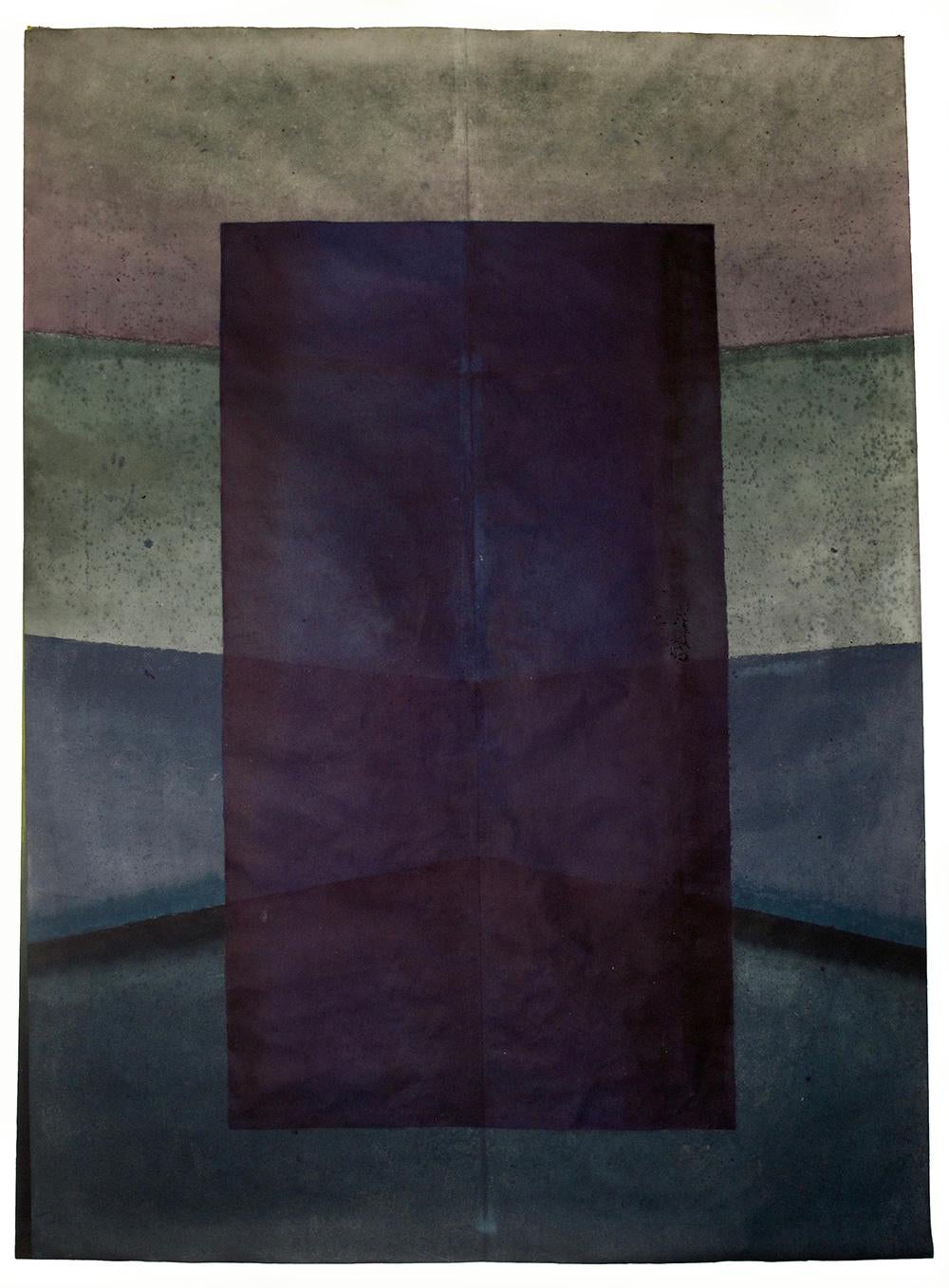 Elvire Ferle Abstract Painting – Ohne Titel XLIII von Ferle – abstraktes Gemälde in Großformat, dunkle Töne