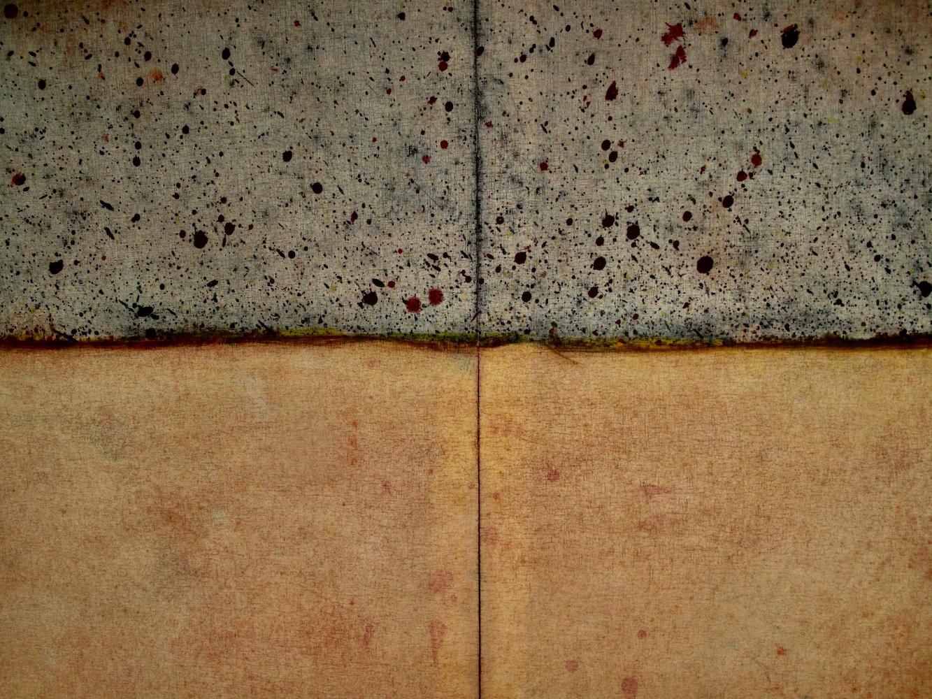Untitled XLIV by Ferle - Large abstract painting, earth tones, black, brown - Painting by Elvire Ferle