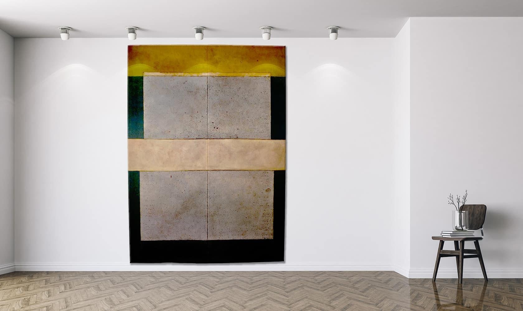 Untitled XLIV by Ferle - Large abstract painting, earth tones, black, brown - Brown Abstract Painting by Elvire Ferle