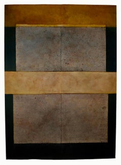 Untitled XLIV by Ferle - Grande peinture abstraite, tons de terre, noir, Brown