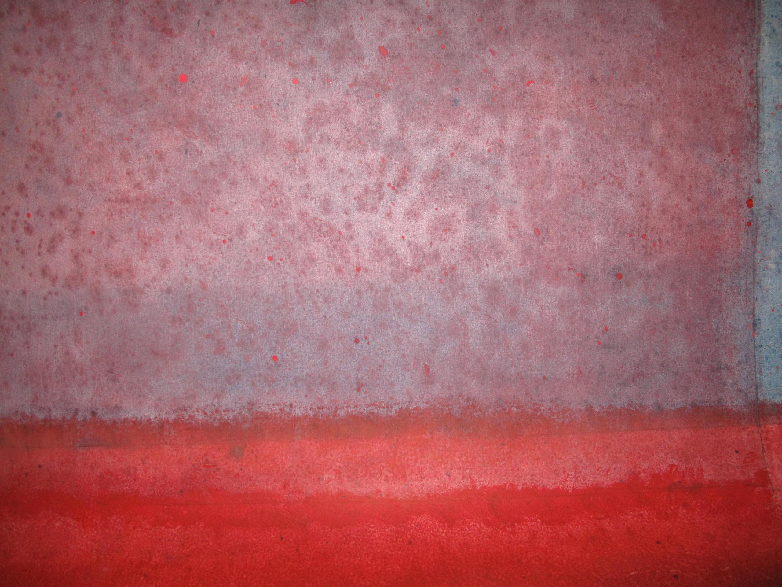 Ohne Titel XLVI von Ferle – abstraktes Gemälde in roten Tönen, sehr großformatig (Abstrakt), Painting, von Elvire Ferle
