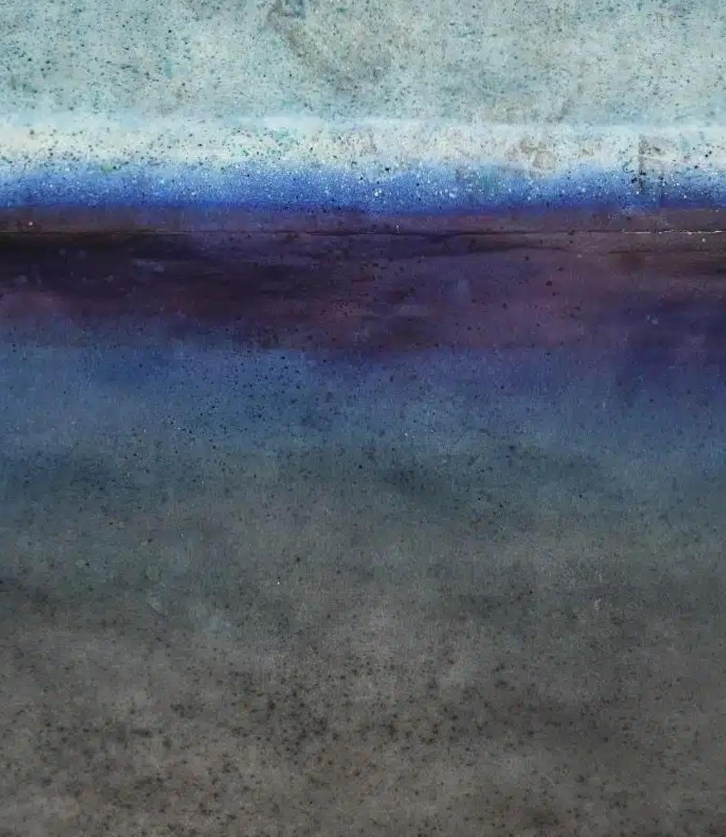 Untitled XLV by Ferle - grande peinture à l'huile abstraite, tons bleus et sombres - Noir Abstract Painting par Elvire Ferle