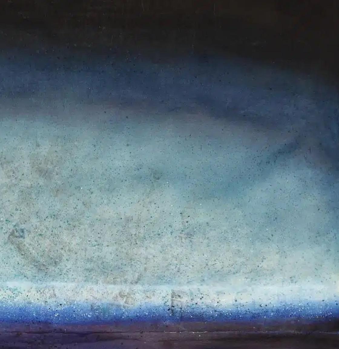 Untitled XLV by Ferle - grande peinture à l'huile abstraite, tons bleus et sombres en vente 2