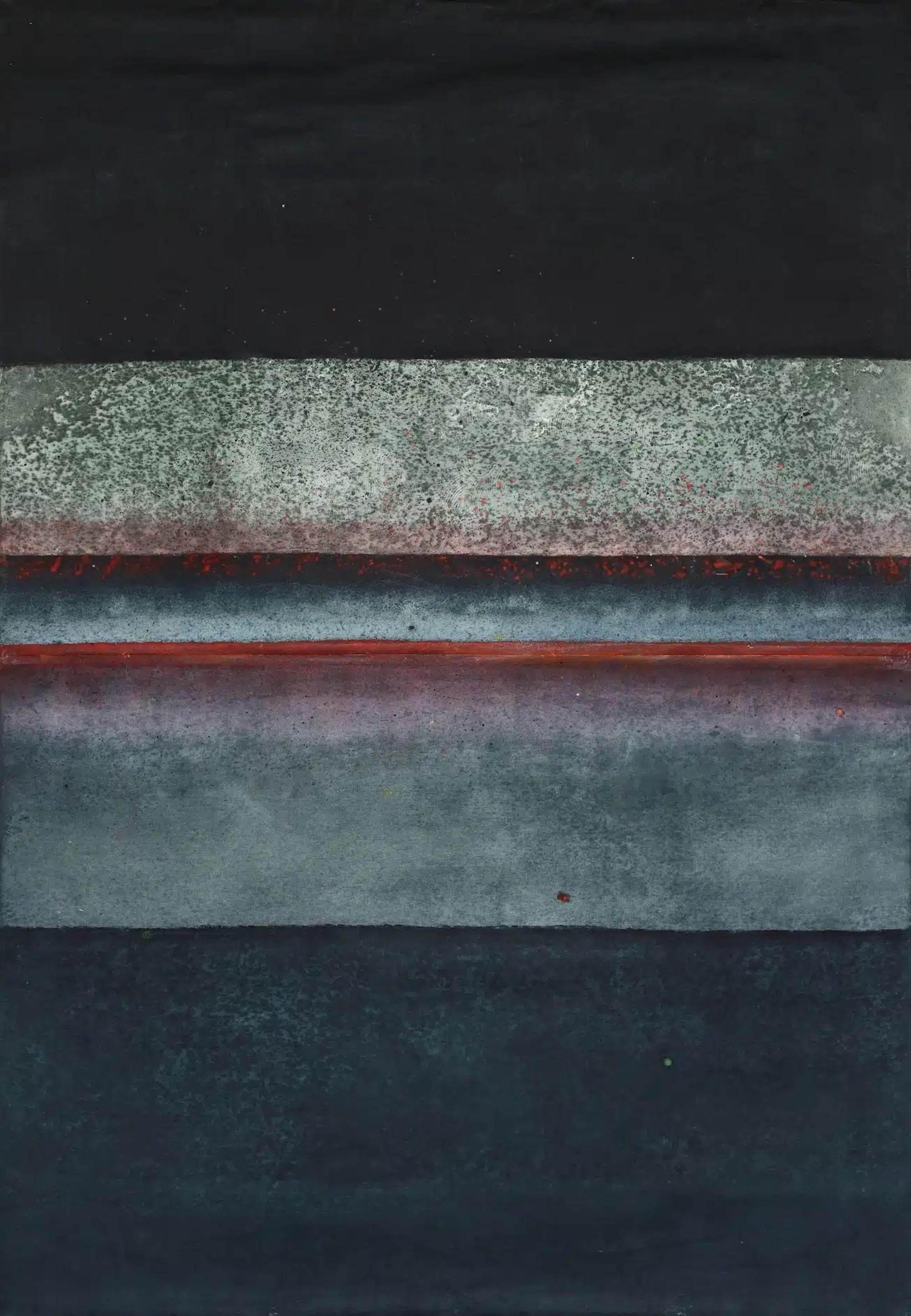 Untitled XLVI by Ferle - Large abstract painting, red and dark blue tones, color