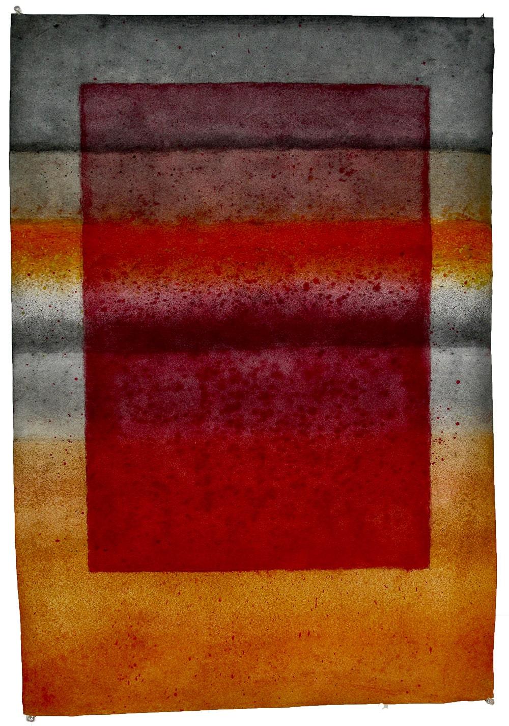 Elvire Ferle Abstract Painting – Ohne Titel XXI von Ferle - Abstraktes Gemälde, farbenfroh, leuchtend, orange, grau, rot