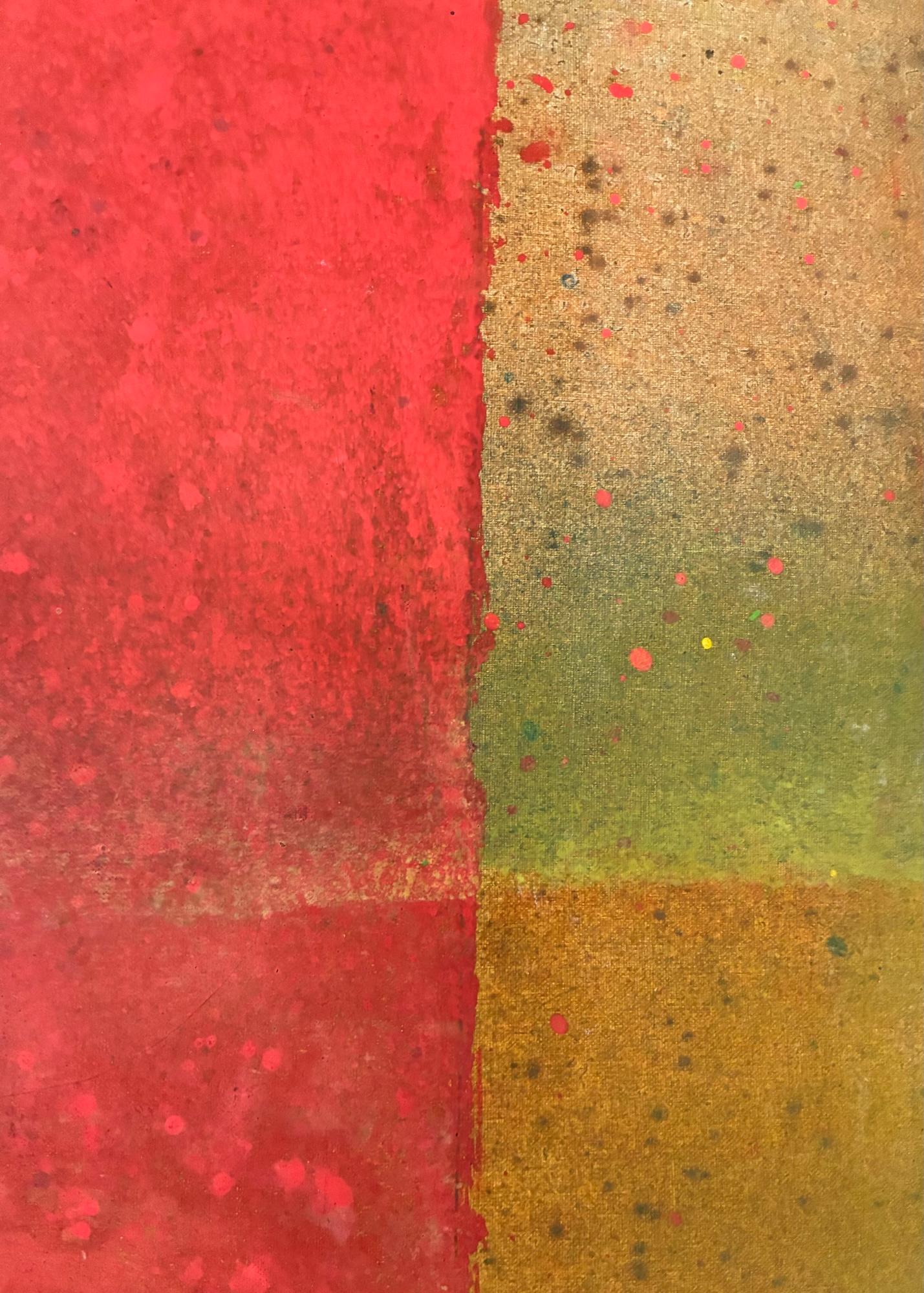 Untitled XXII von Ferle - Abstraktes Gemälde, Linien, rot-grüne Töne, spirituell im Angebot 2