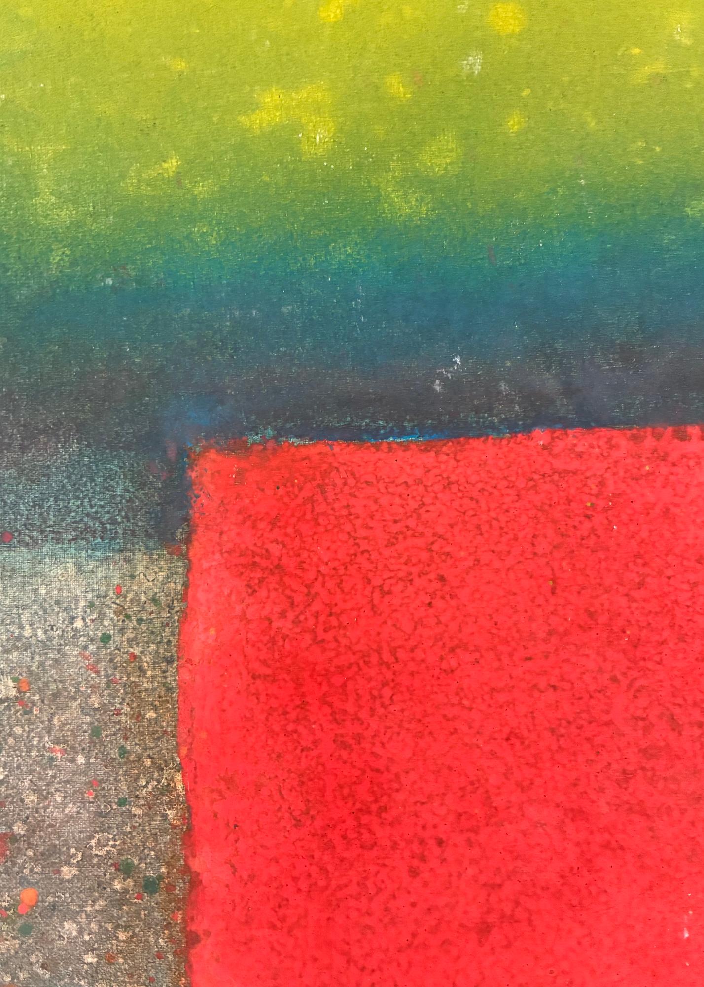 Untitled XXII von Ferle - Abstraktes Gemälde, Linien, rot-grüne Töne, spirituell im Angebot 4