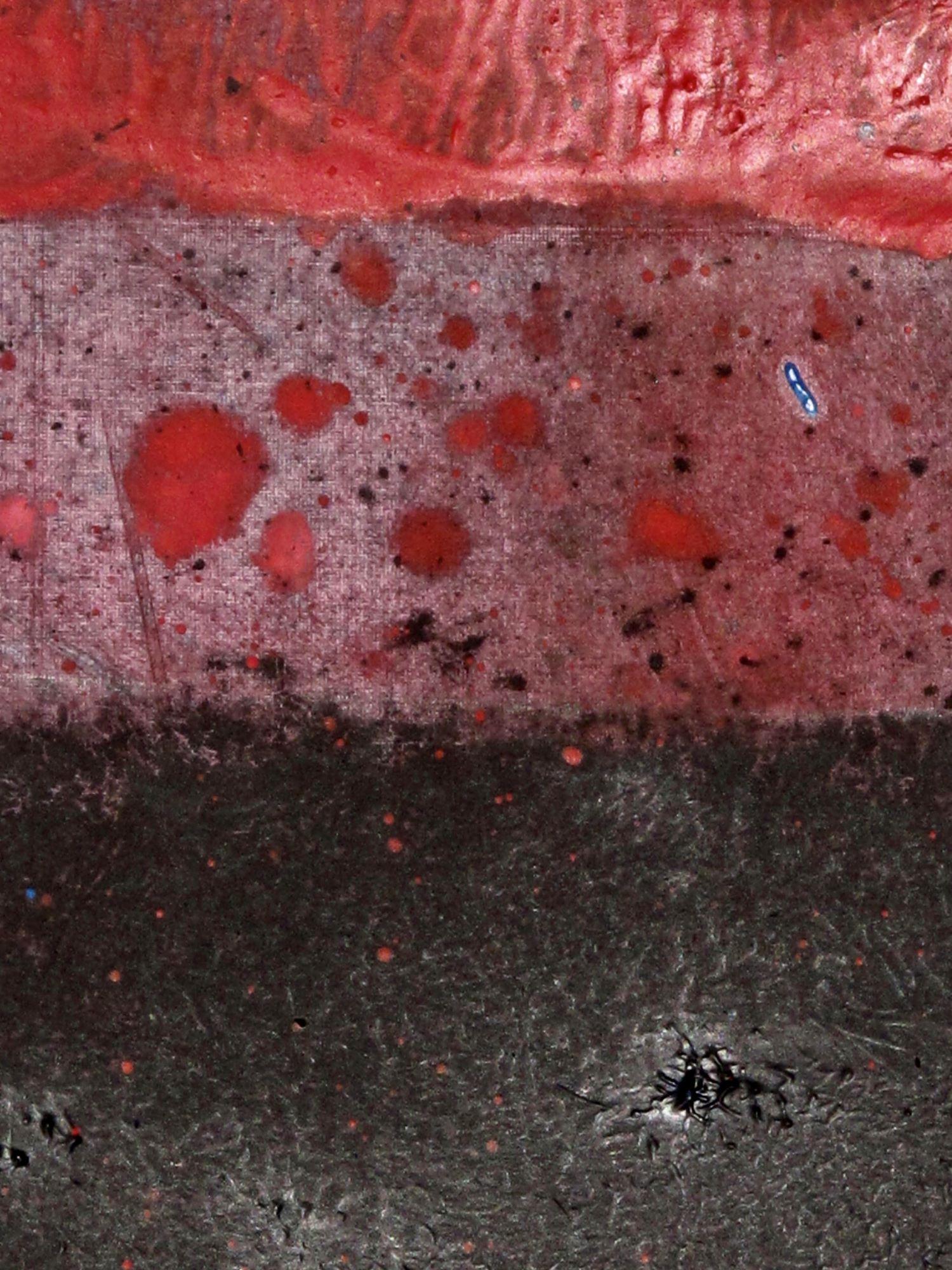 Ohne Titel XXIII von Ferle - Abstraktes Gemälde, Linien, tiefe Farben, Rot, Blau – Painting von Elvire Ferle
