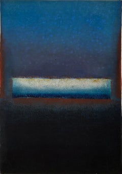 Untitled XXIV (Abstract, medium size) di Ferle - Quadro astratto, linee, blu