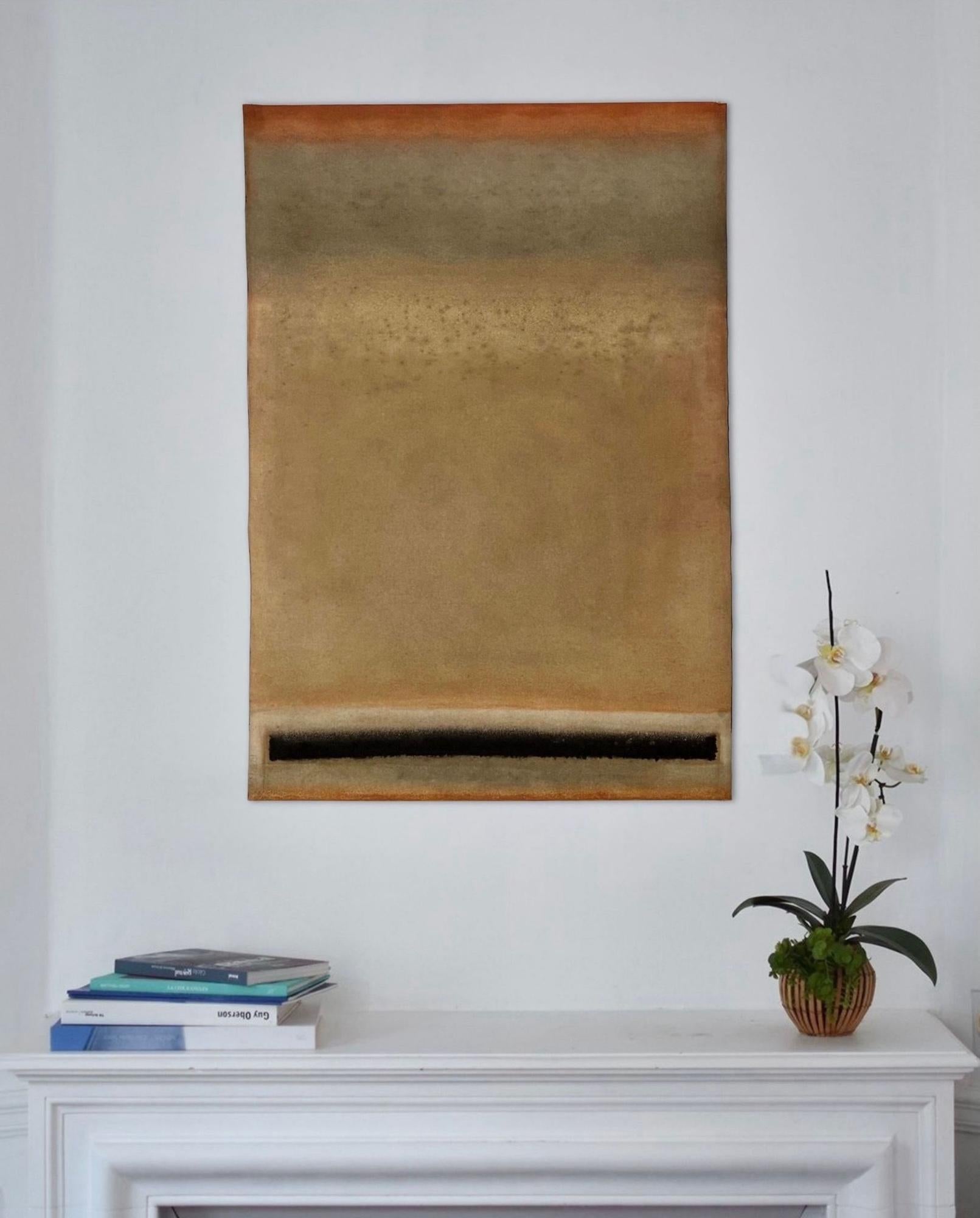 Ohne Titel XXV (Abstrakt, mittelgroß) von Ferle - Abstrakte Malerei, Linien, Braun – Painting von Elvire Ferle