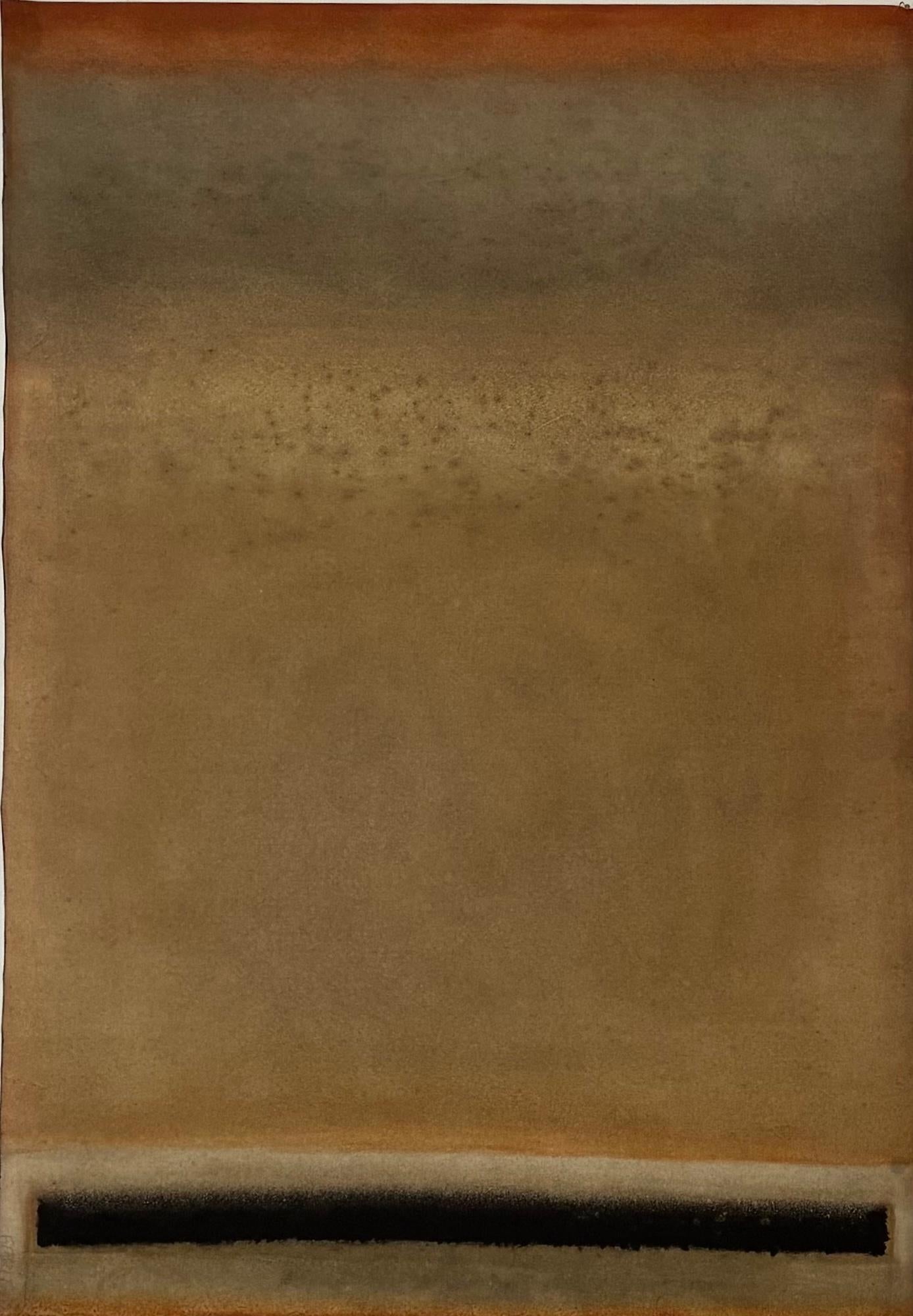 Untitled XXV (Abstract, medium size) by Ferle - Abstract painting, lines, brown