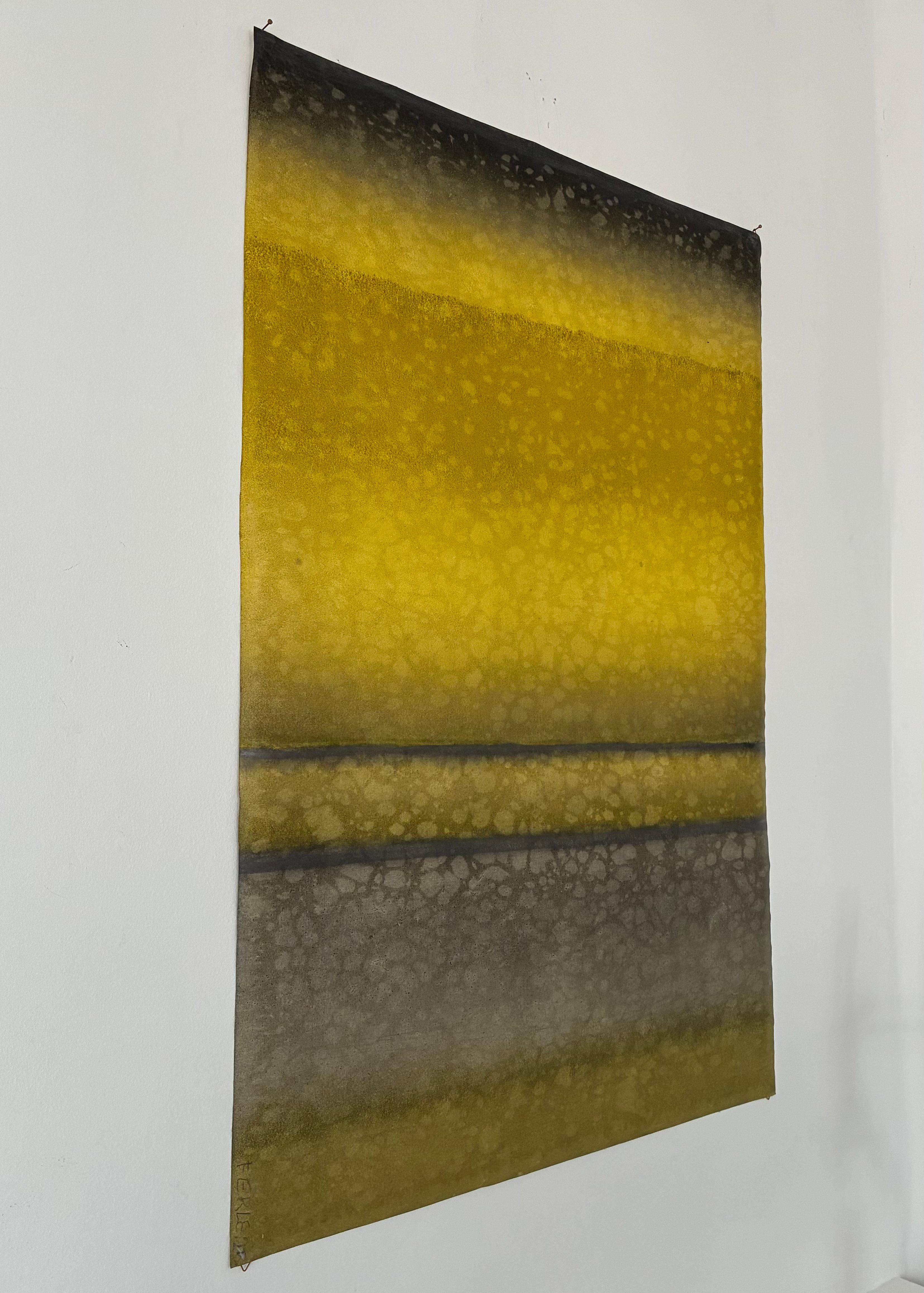 Untitled XXVI (Abstract, medium size) by Ferle - Abstract painting, lines - Brown Abstract Painting by Elvire Ferle