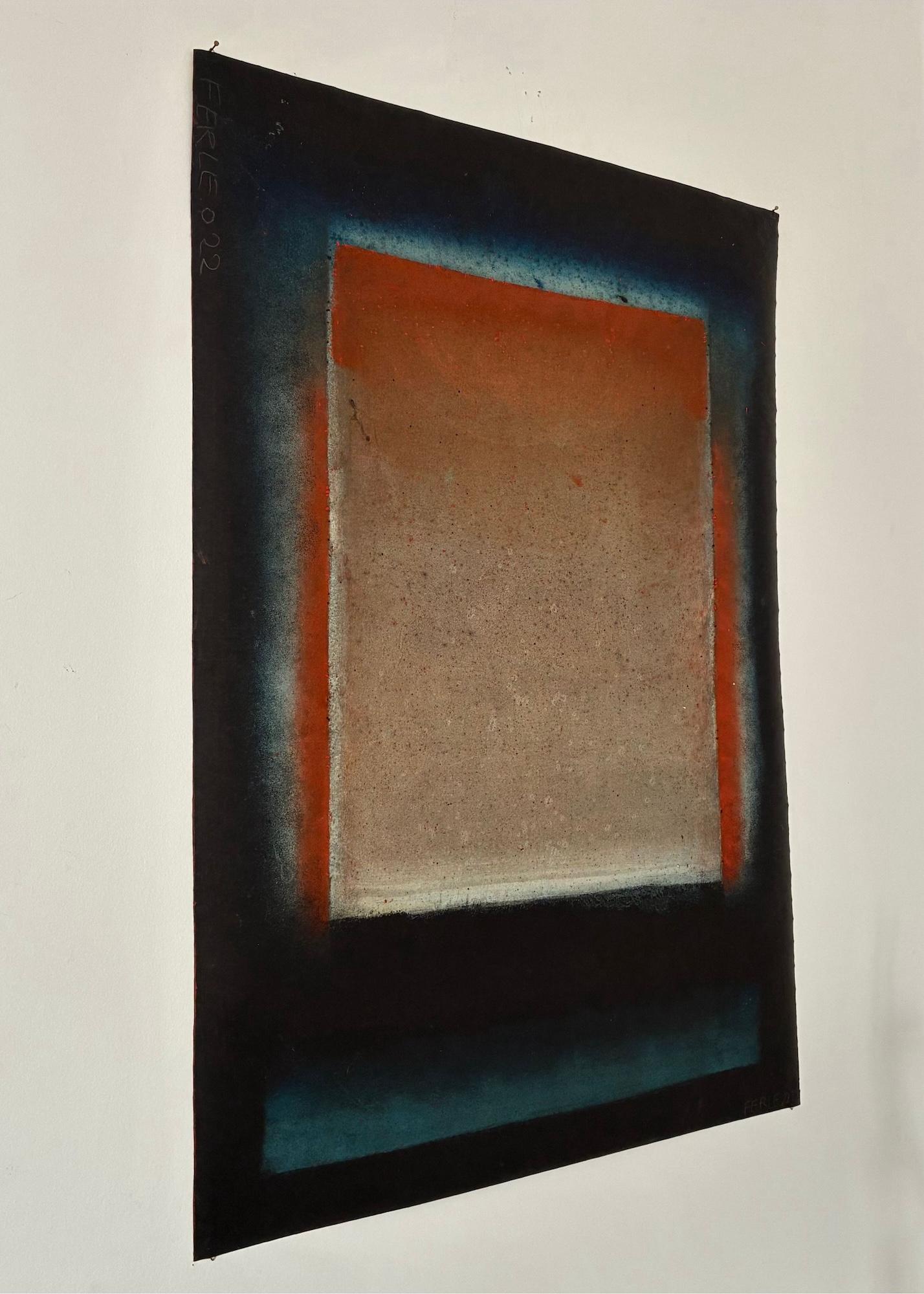 Untitled XXVII, Abstract series (medium size) by Ferle -Abstract painting, lines - Black Abstract Painting by Elvire Ferle