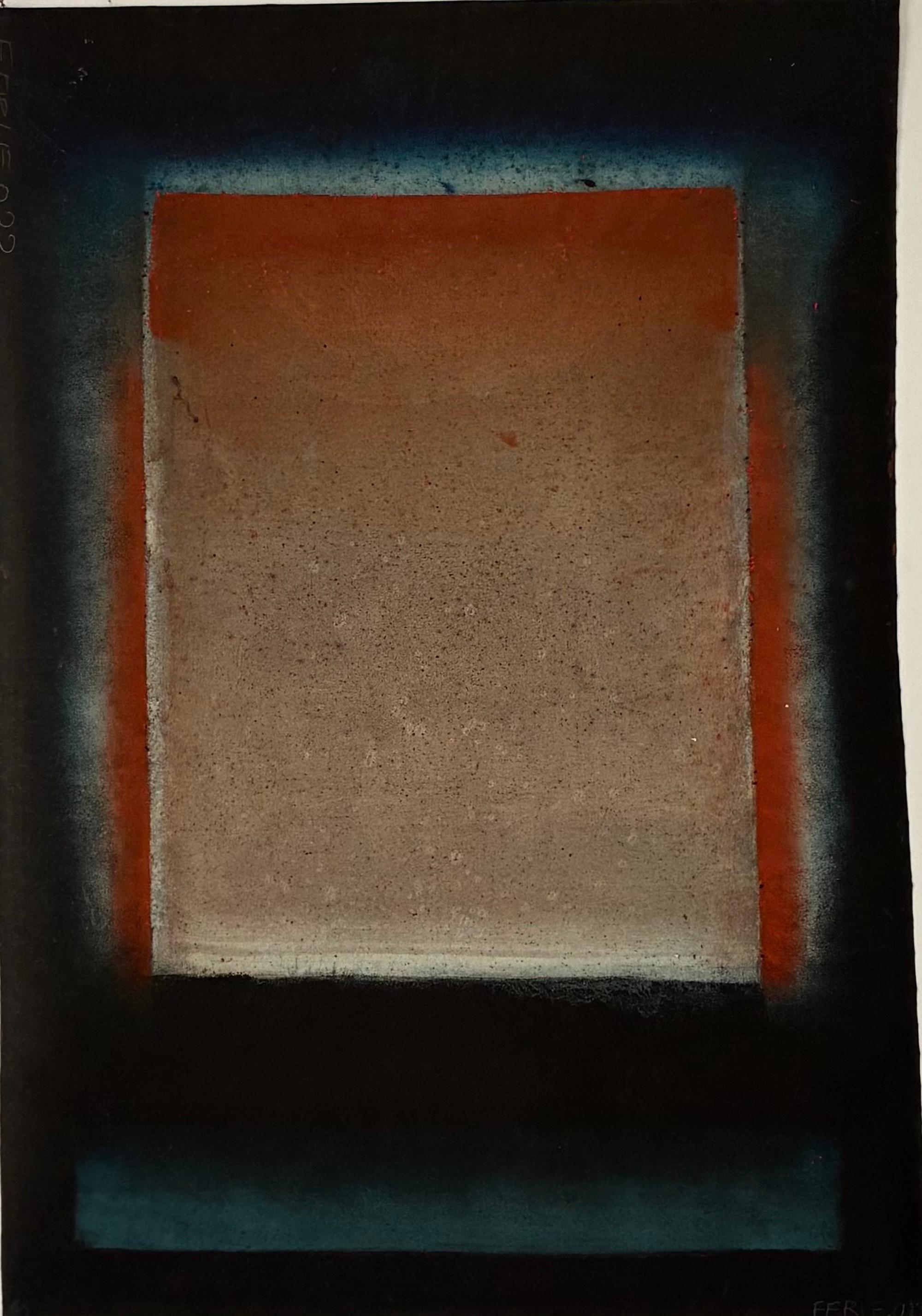 Untitled XXVII by Ferle - Abstract painting, dark blue and red