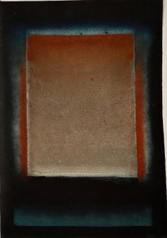 Untitled XXVII by Ferle - Abstract painting, dark blue and red