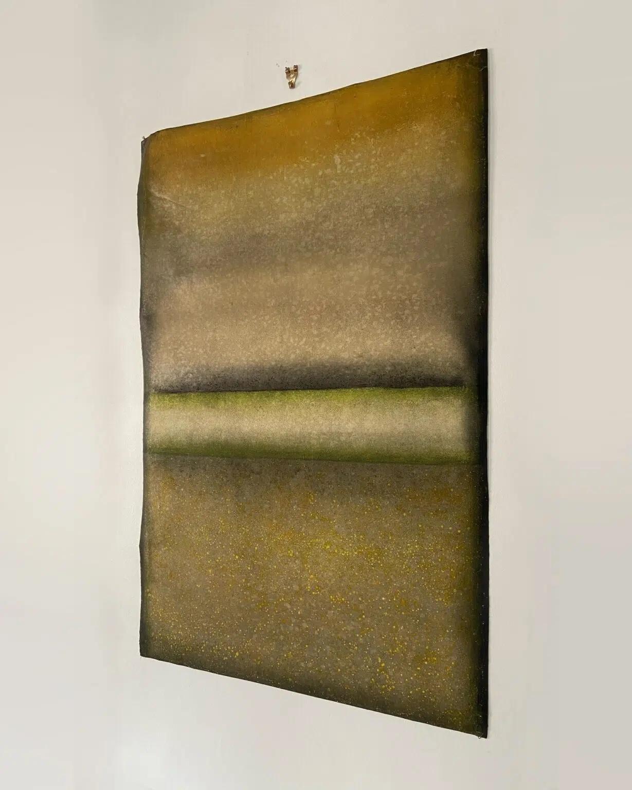 Untitled XXVIII, Abstract series (medium size) is a unique oil on free-standing canvas painting by contemporary artist Ferle, dimensions are 100 × 70 cm (39.3 × 27.5 in). The artwork is signed, sold unframed and comes with a certificate of