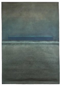 Untitled XXVIII by Ferle - Large (78.7" High) abstract painting, gray / blue