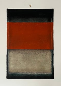 Elvire Ferle - Ohne Titel XXXI von Ferle - (39,3" hoch) abstrakte Malerei, rot & grau Ohne Titel XXXI von Ferle - (39,3" hoch) abstrakte Malerei, rot & grau