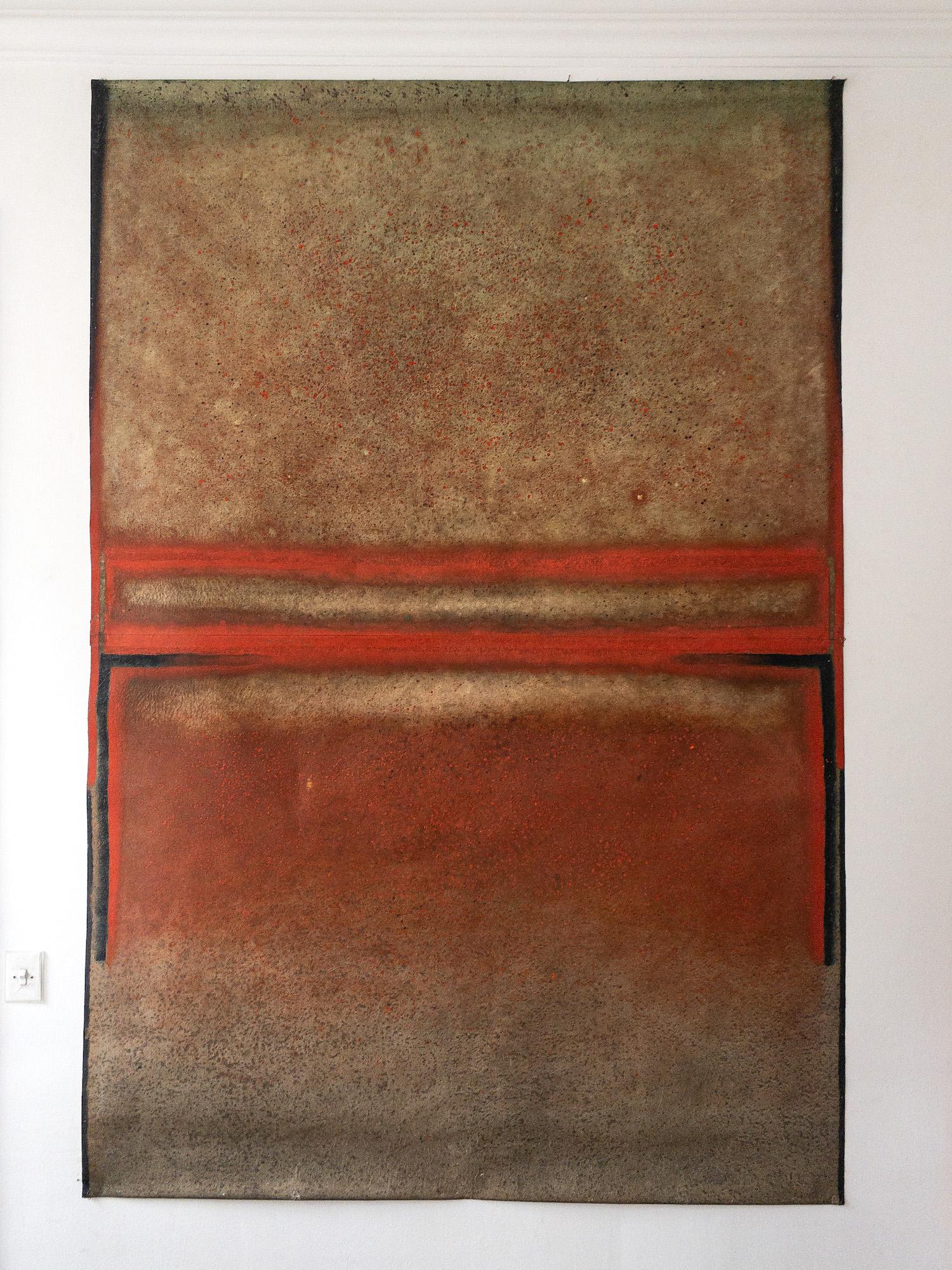Ohne Titel XXXI von Ferle - Großes abstraktes Gemälde, leuchtende Töne, spirituell, rot (Abstrakt), Painting, von Elvire Ferle