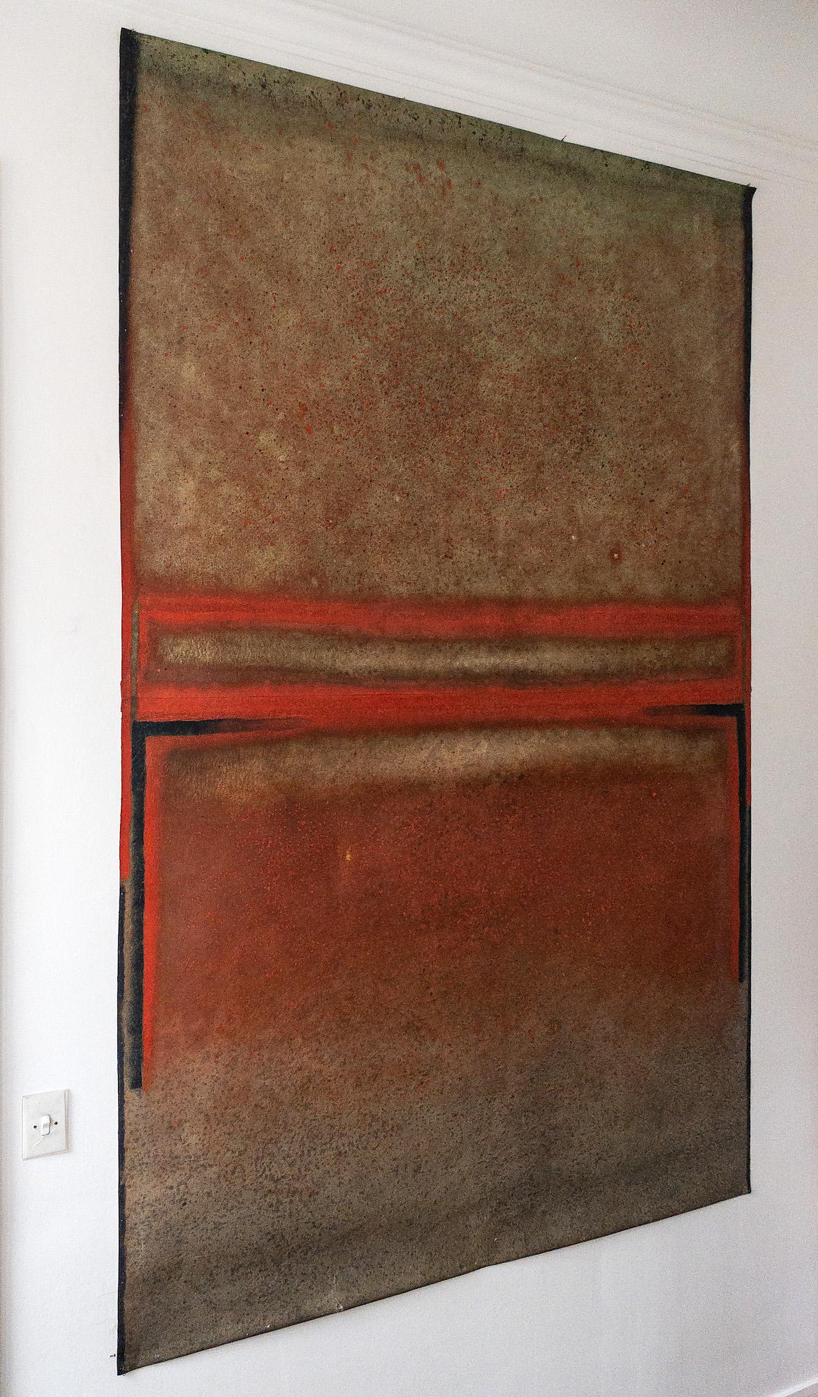 Untitled XXXI is a unique oil on free-standing canvas painting by contemporary artist Ferle, dimensions are 200 cm × 140 cm (78.7 × 55.1 in).
The artwork is signed, sold unframed and comes with a certificate of authenticity.

A viewer would first