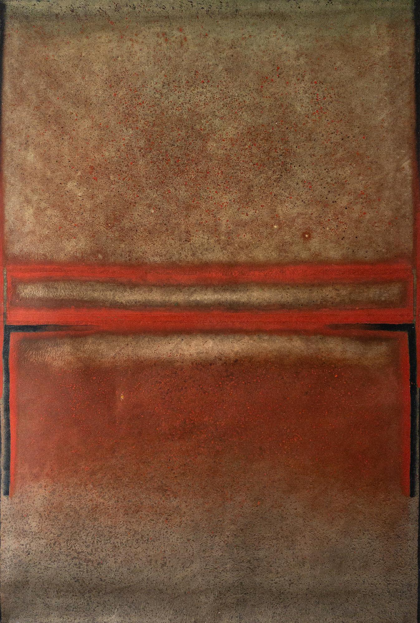 Elvire Ferle Abstract Painting – Ohne Titel XXXI von Ferle - Großes abstraktes Gemälde, leuchtende Töne, spirituell, rot