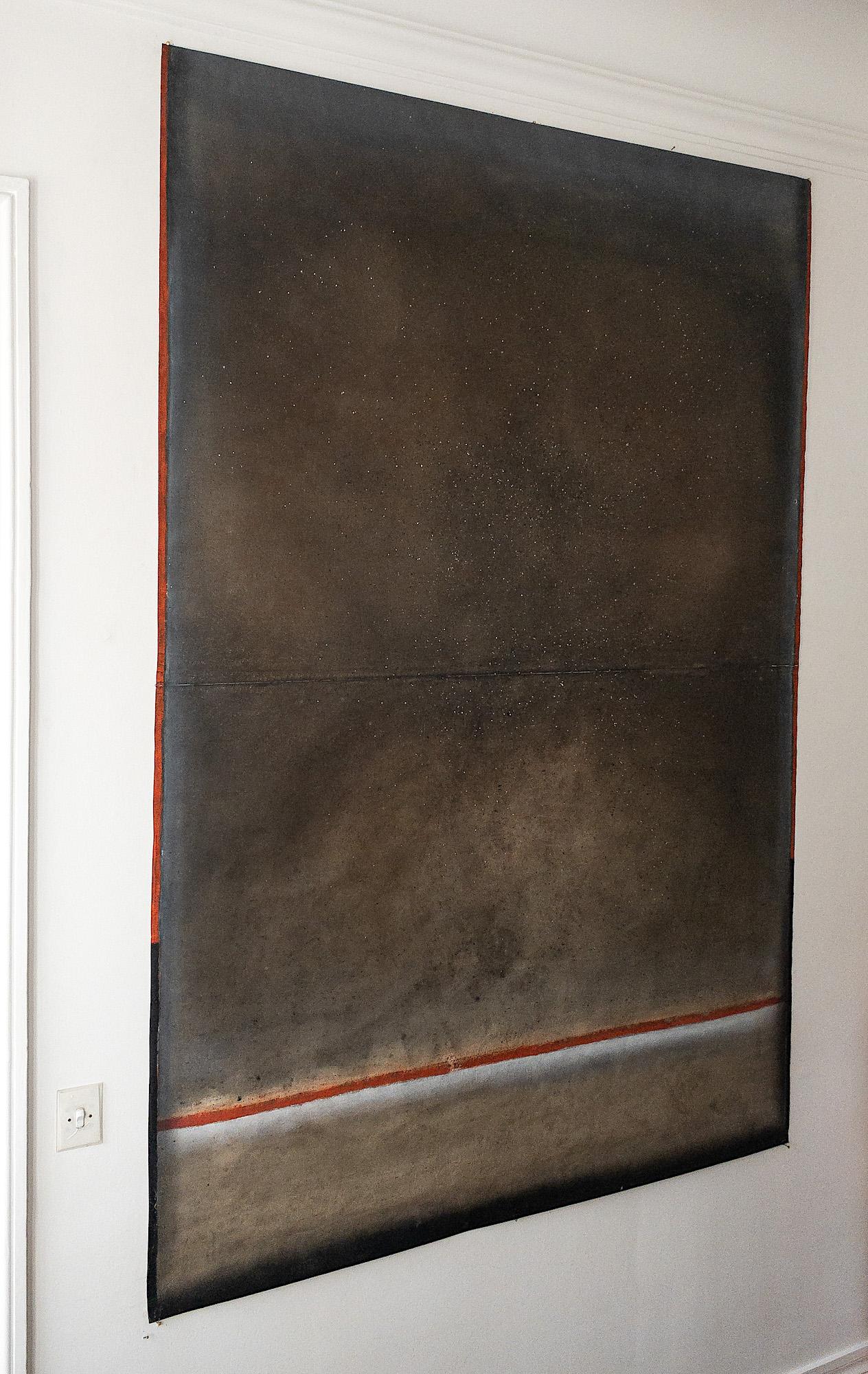 Untitled XXXII is a unique oil on free-standing canvas painting by contemporary artist Ferle, dimensions are 200 cm × 140 cm (78.7 × 55.1 in).
The artwork is signed, sold unframed and comes with a certificate of authenticity.

A viewer would first