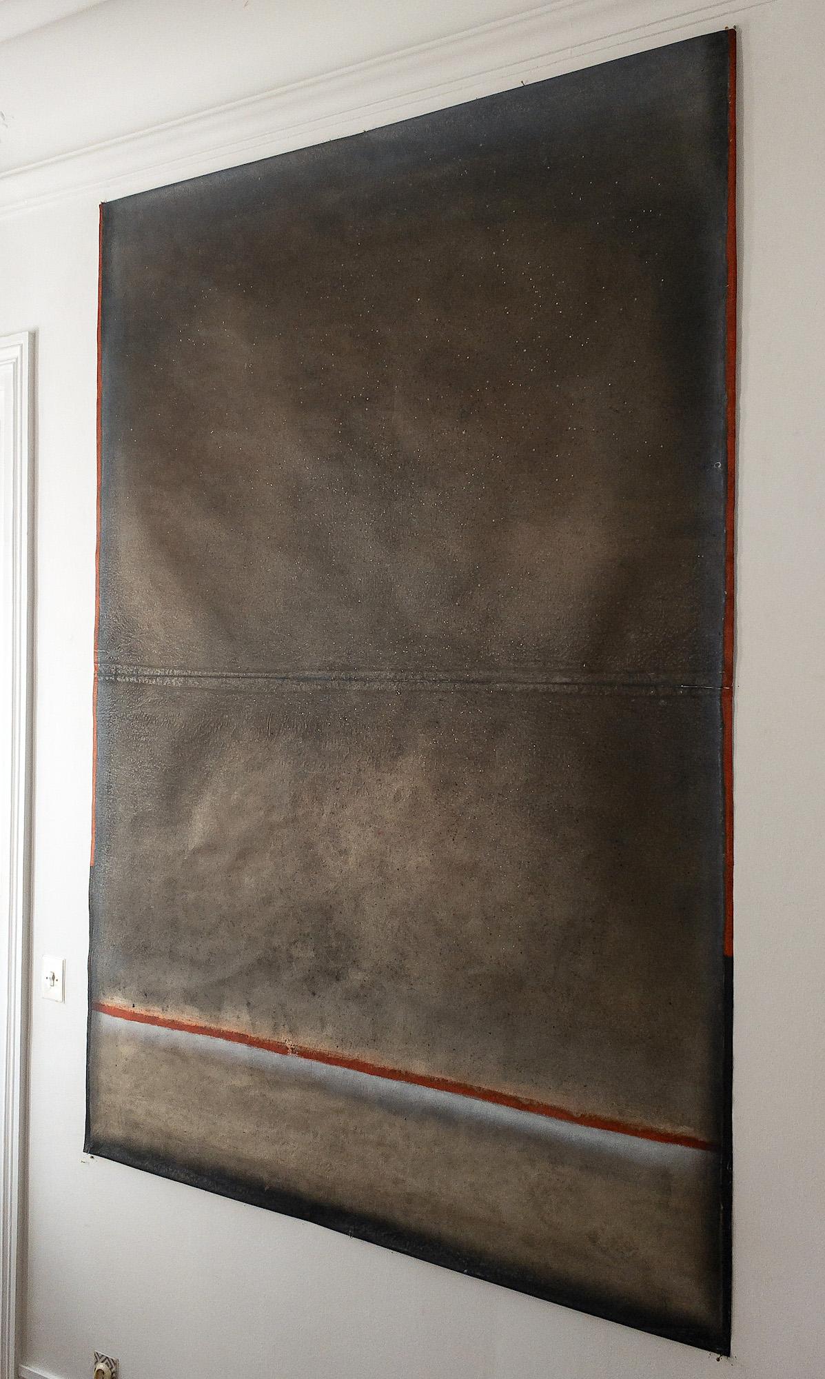 Untitled XXXII by Ferle - Large abstract painting, earth tones, spiritual, red For Sale 1