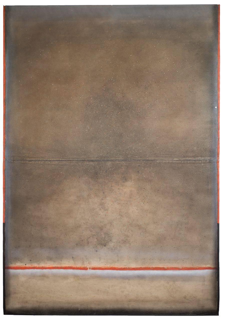 Elvire Ferle Abstract Painting – Untitled XXXII von Ferle - Großes abstraktes Gemälde, Erdtöne, spirituell, rot
