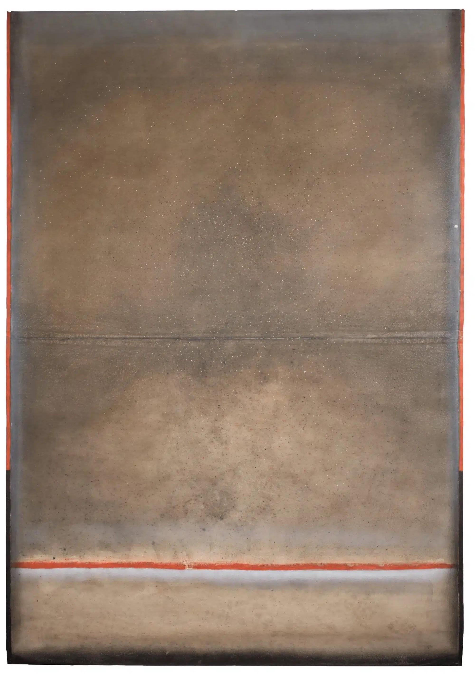 Untitled XXXII by Ferle - Large abstract painting, earth tones, spiritual, red