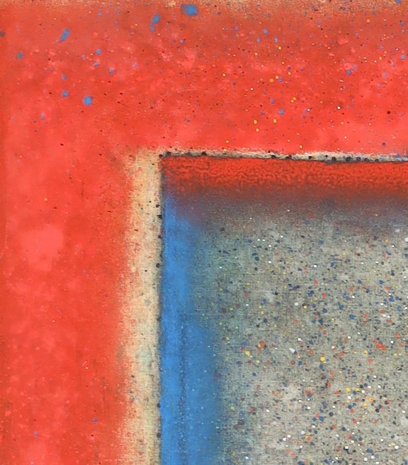 Ohne Titel XXXIII von Ferle - Großes abstraktes Gemälde, rot und blau, farbenfroh (Abstrakt), Painting, von Elvire Ferle