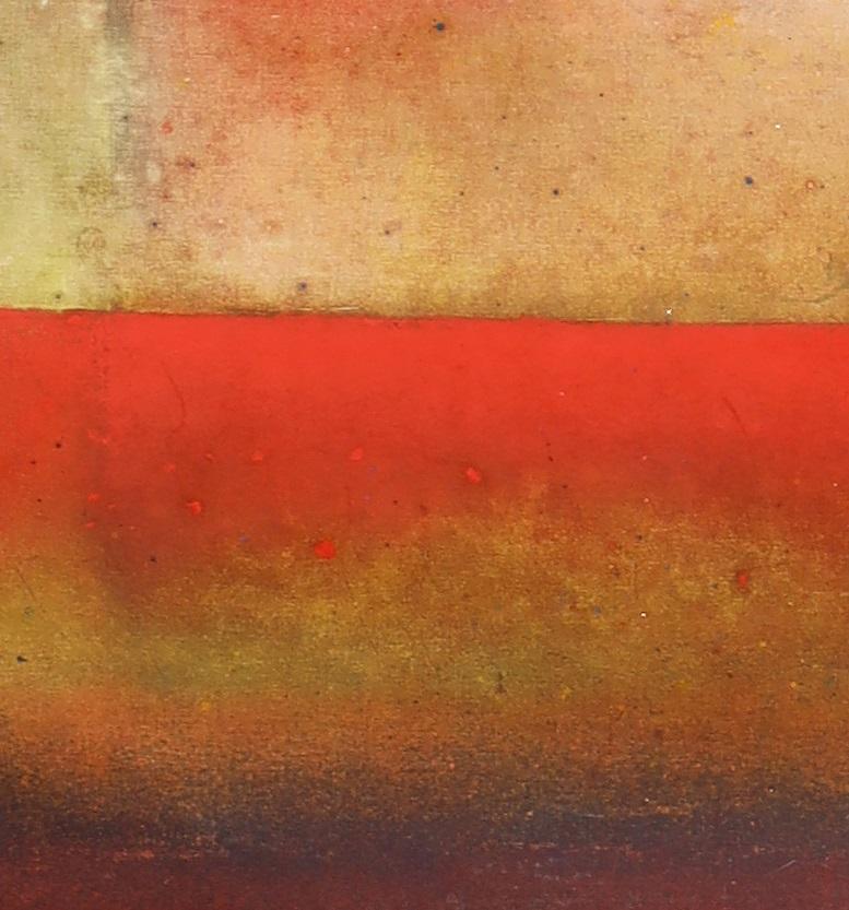 Senza titolo XXXIII di Ferle - Quadro astratto di grandi dimensioni, rosso e blu, colorato - Abstract Painting Grigio di Elvire Ferle