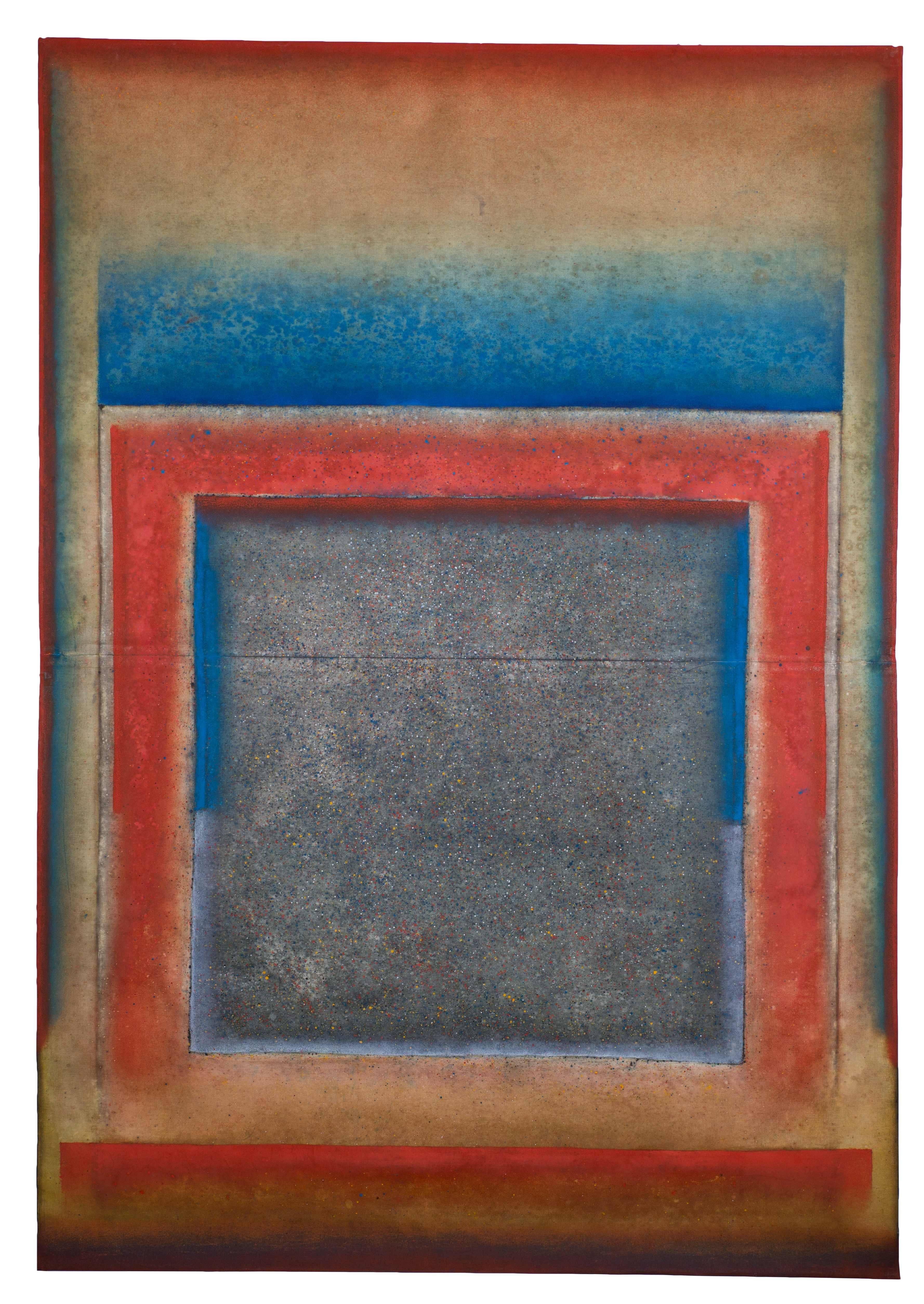 Elvire Ferle Abstract Painting – Ohne Titel XXXIII von Ferle - Großes abstraktes Gemälde, rot und blau, farbenfroh